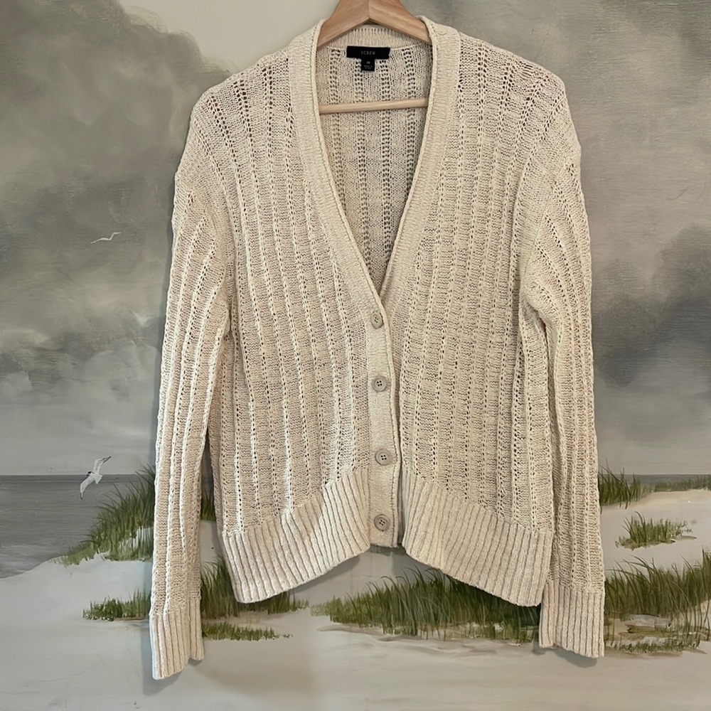 J. Crew Cropped Cardigan- Cream (Womens M)